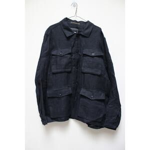Todd Snyder Black Safari Linen 4 Pocket Overshirt Shacket Shirt Size Large